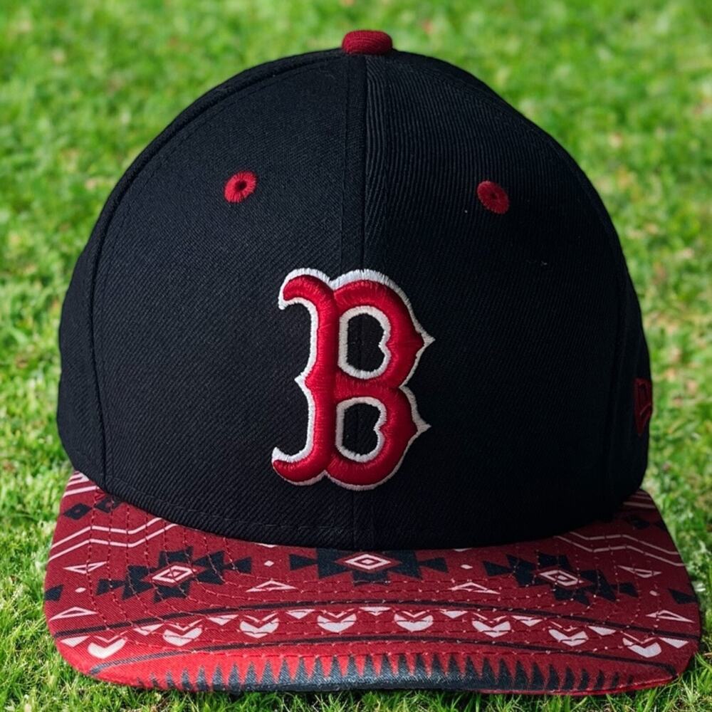 Boston Red Sox Black New Era 9fifty Snapback Hat Graphic Aztec Bill Cap Baseball
